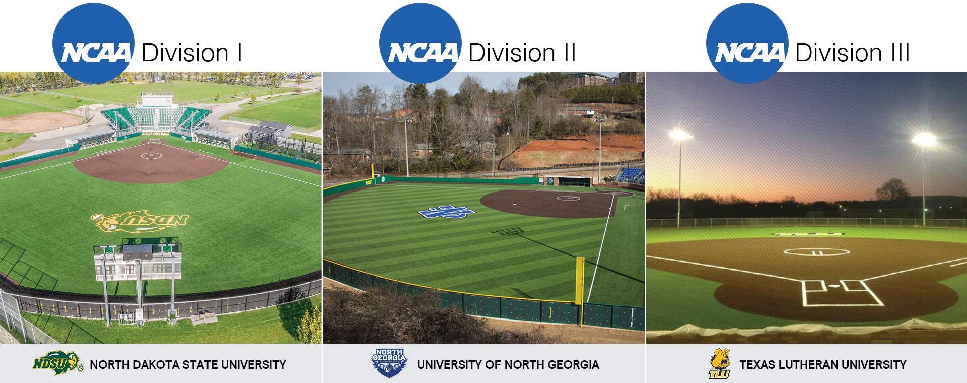 Artificial turf softball field systems for all levels of play.